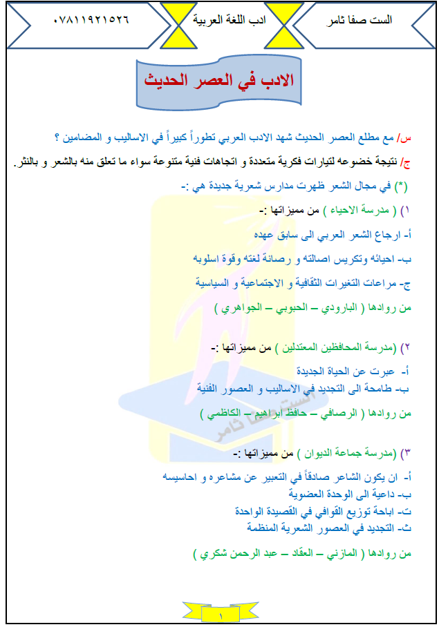 ملزمة الادب والنصوص للصف الثالث المهني ( لجميع الاقسام) 